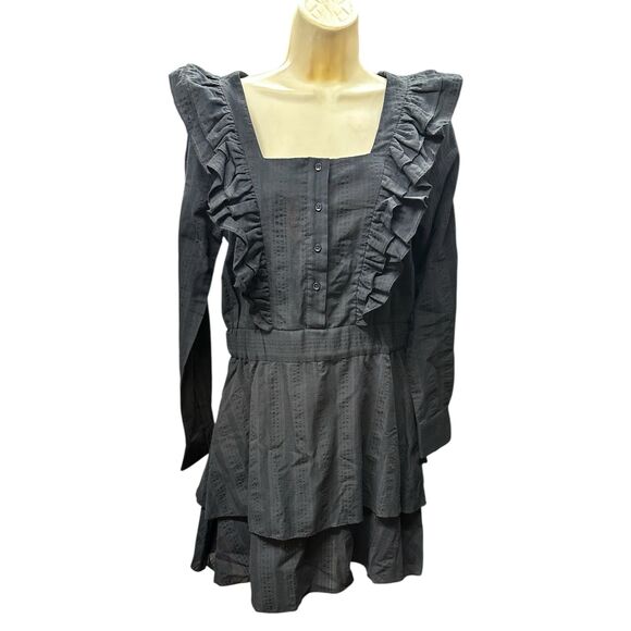The Shirt by Rochelle Behrens Ruffled Stella Dress in Black NWT Size Small - Picture 4 of 9